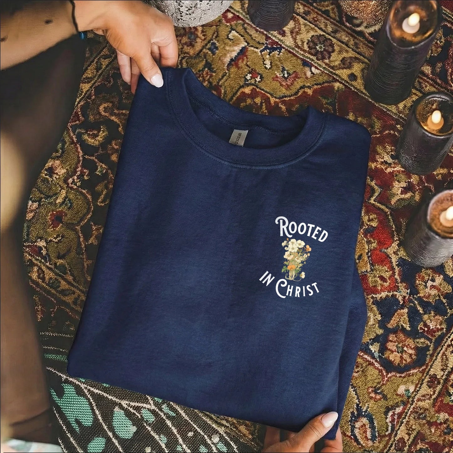 Rooted In Christ Floral Designs - Faith Floral - Unisex Tshirt / Hoodie / Sweatshirt - Faith Guided Life