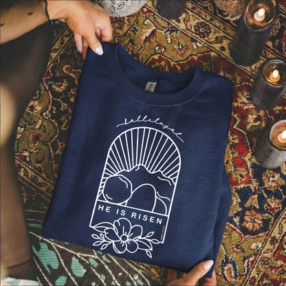 Easter Sunday Empty Tomb Line Art – He is Risen – Unisex Tshirt / Hoodie / Sweatshirt