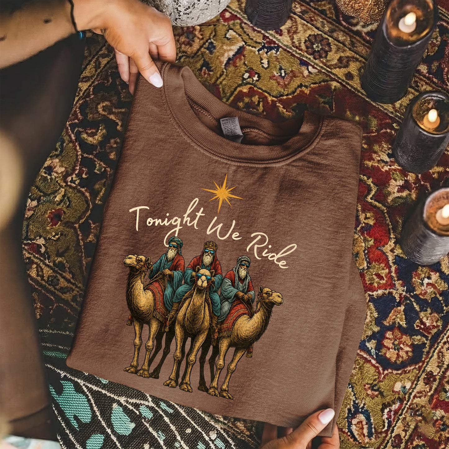 Three Wise Men Riding Camel – Unisex Tshirt / Hoodie / Sweatshirt