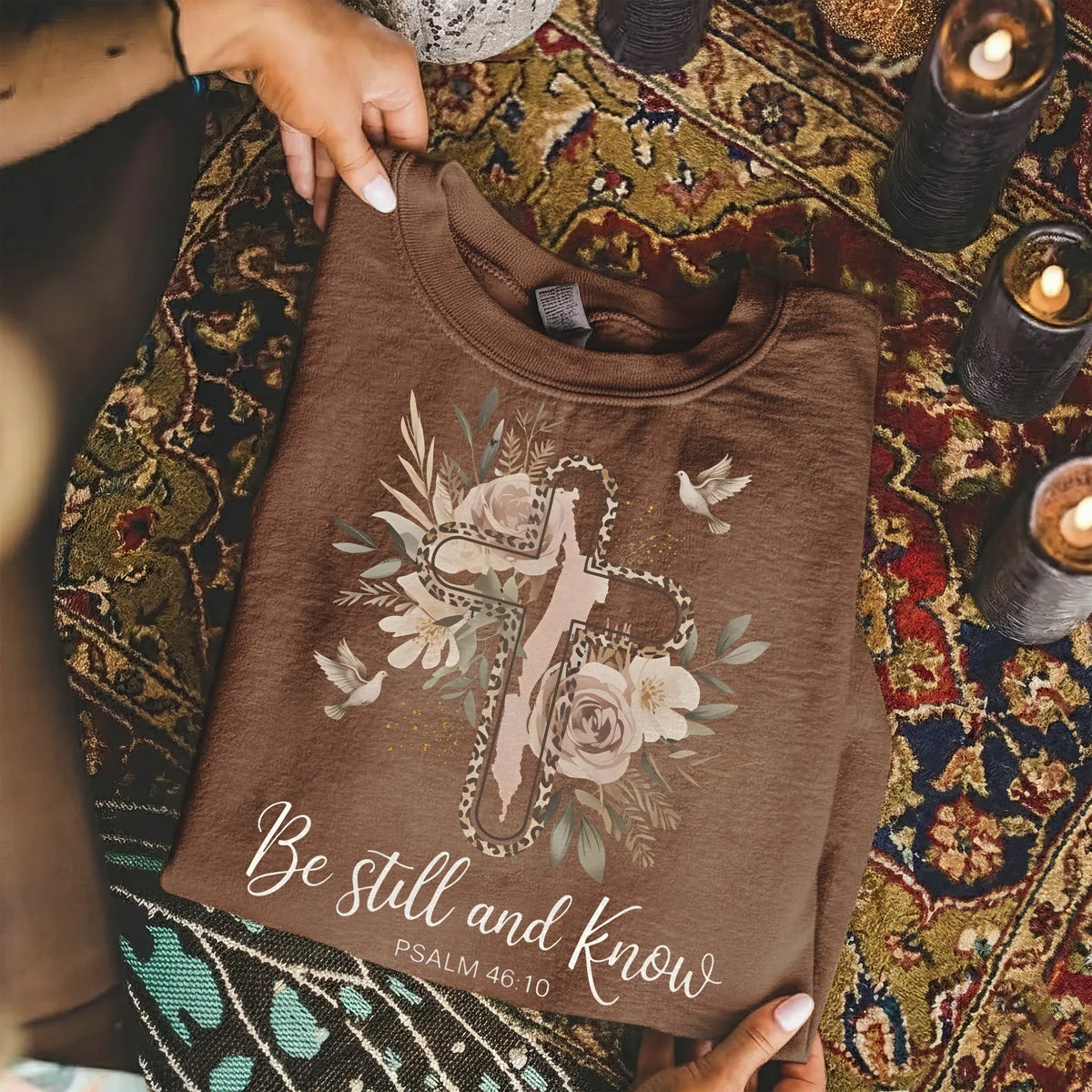 Be Still and Know Floral Cross Design - Faith Floral - Unisex Tshirt / Hoodie / Sweatshirt - Faith Guided Life