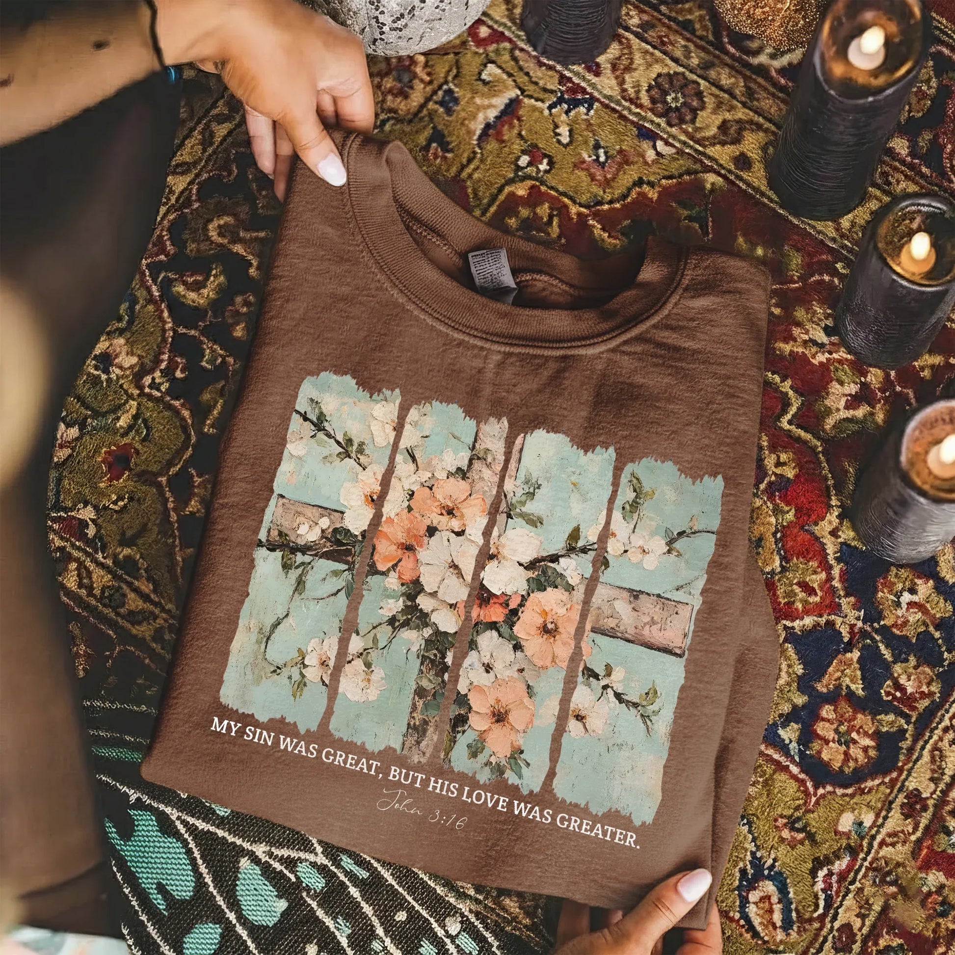 My Sin Was Great, His Love Was Greater - Faith Floral - Unisex Tshirt / Hoodie / Sweatshirt - Faith Guided Life