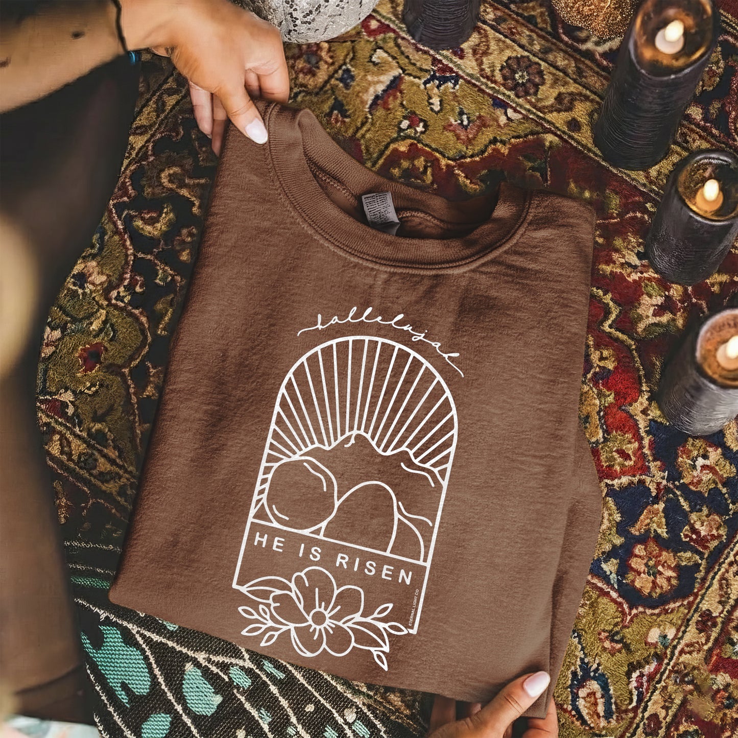 Easter Sunday Empty Tomb Line Art – He is Risen – Unisex Tshirt / Hoodie / Sweatshirt