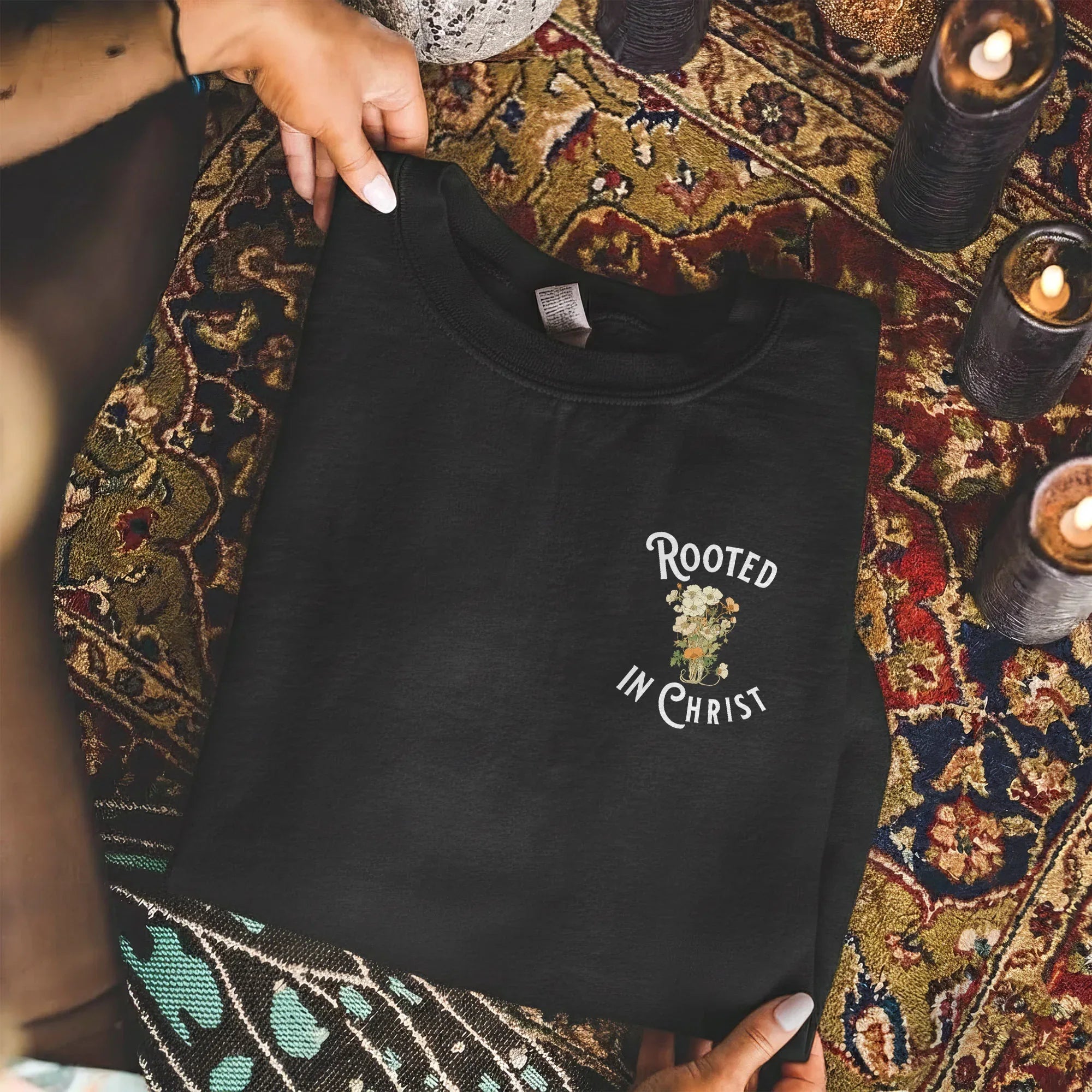 Rooted In Christ Floral Designs - Faith Floral - Unisex Tshirt / Hoodie / Sweatshirt - Faith Guided Life