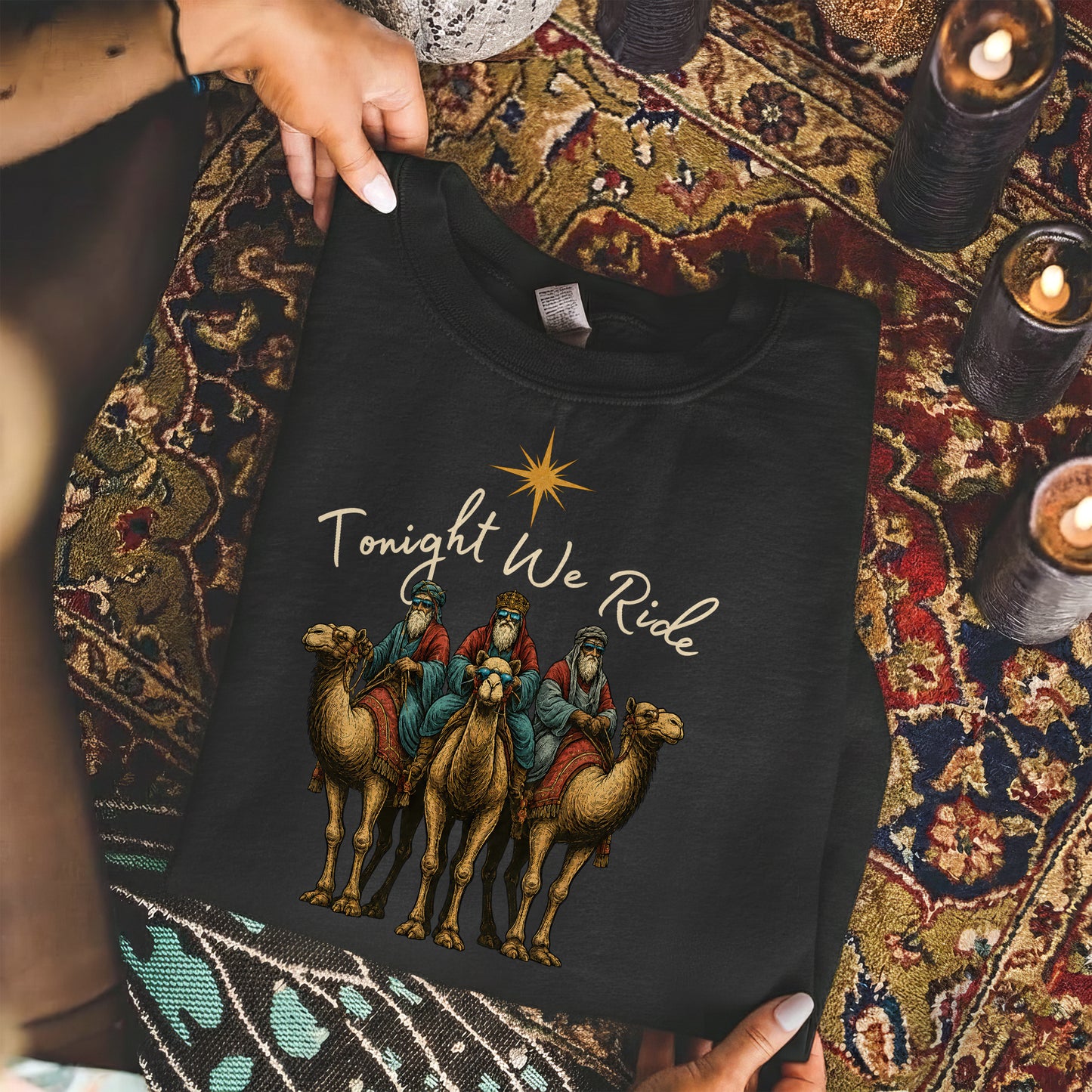 Three Wise Men Riding Camel – Unisex Tshirt / Hoodie / Sweatshirt