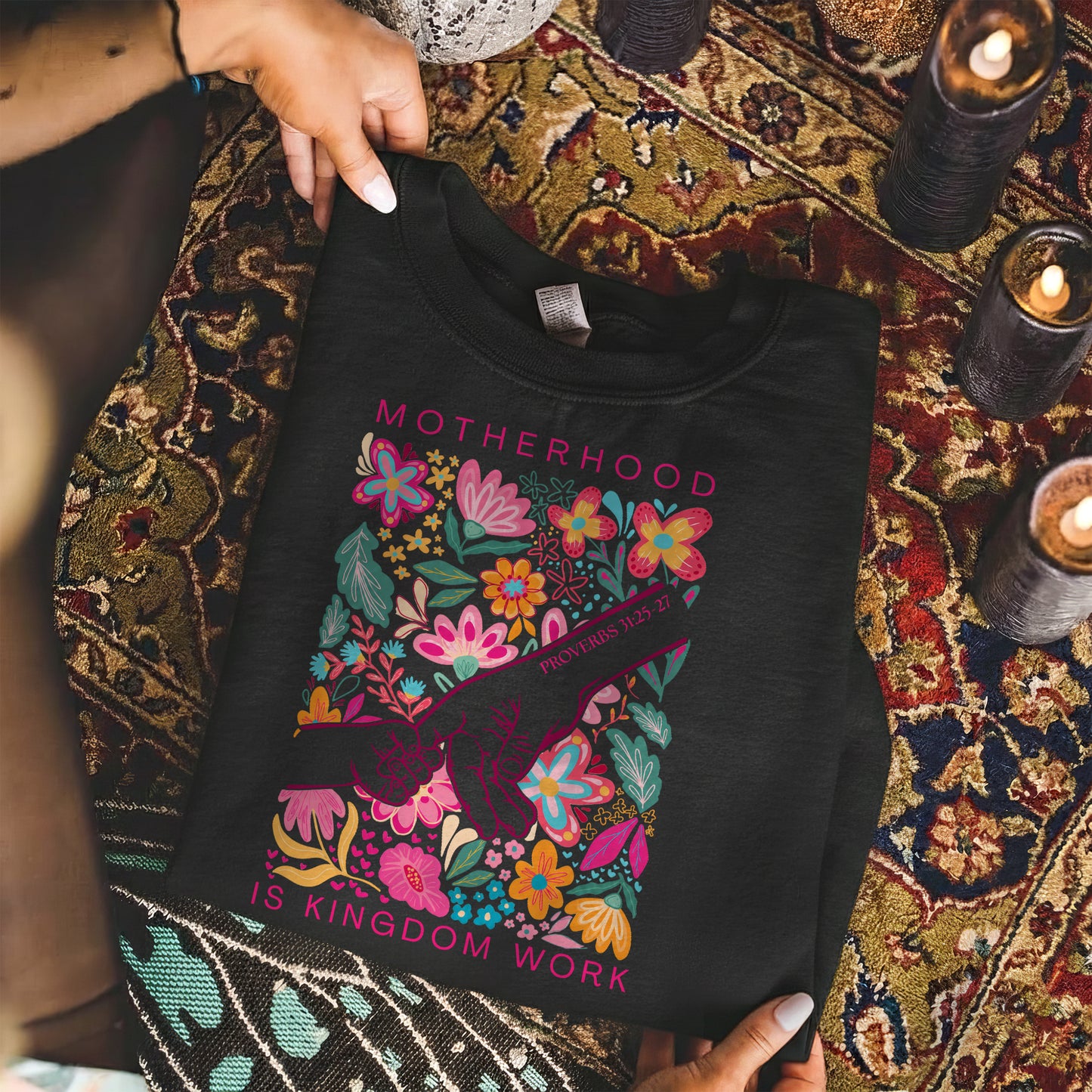 Kingdom Work" - Floral Hand and Flower Design – Unisex Tshirt / Hoodie / Sweatshirt