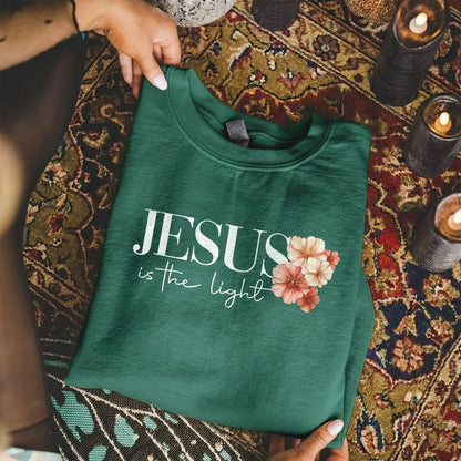 Jesus Is The Light Floral Cross Designs - Faith Floral - Unisex Tshirt / Hoodie / Sweatshirt - Faith Guided Life