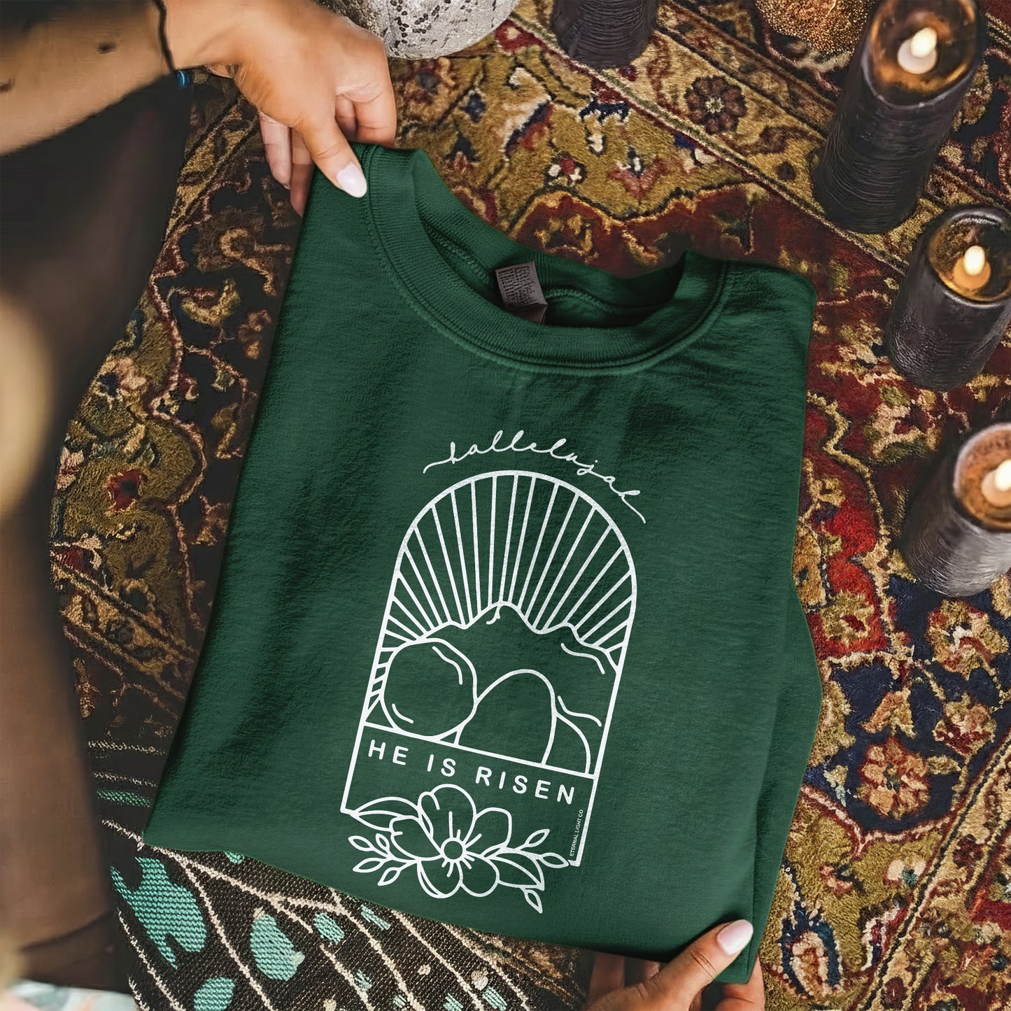 Easter Sunday Empty Tomb Line Art – He is Risen – Unisex Tshirt / Hoodie / Sweatshirt