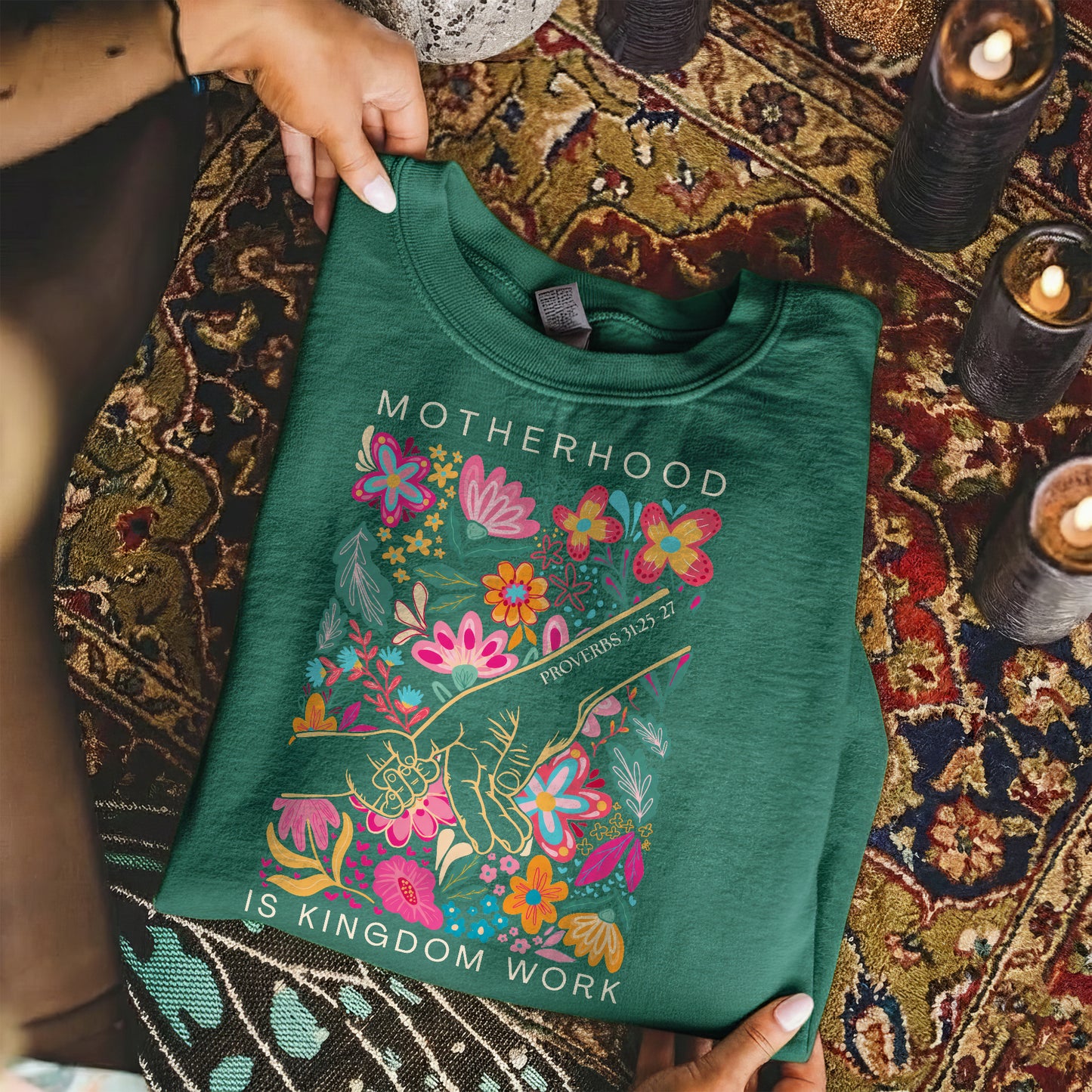 Kingdom Work" - Floral Hand and Flower Design – Unisex Tshirt / Hoodie / Sweatshirt