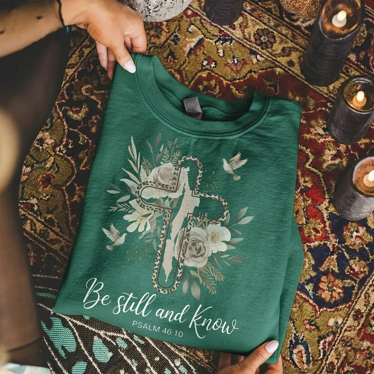 Be Still and Know Floral Cross Design - Faith Floral - Unisex Tshirt / Hoodie / Sweatshirt - Faith Guided Life