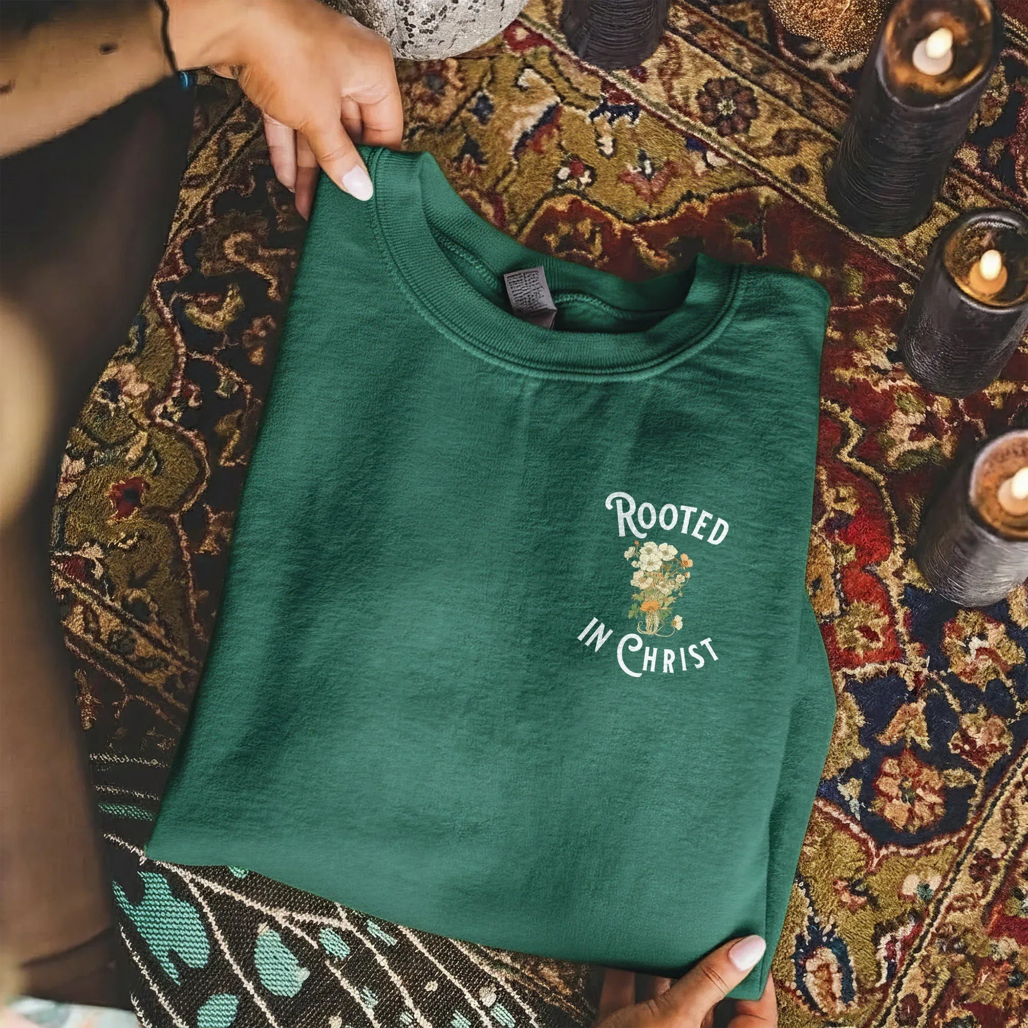 Rooted In Christ Floral Designs - Faith Floral - Unisex Tshirt / Hoodie / Sweatshirt - Faith Guided Life