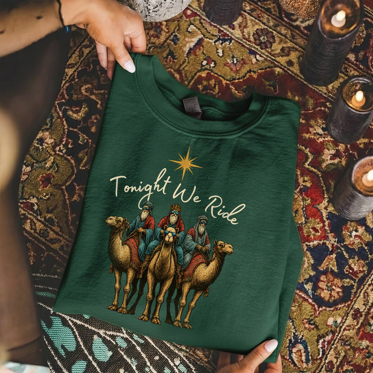 Three Wise Men Riding Camel – Unisex Tshirt / Hoodie / Sweatshirt