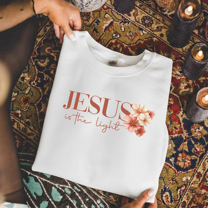 Jesus Is The Light Floral Cross Designs - Faith Floral - Unisex Tshirt / Hoodie / Sweatshirt - Faith Guided Life