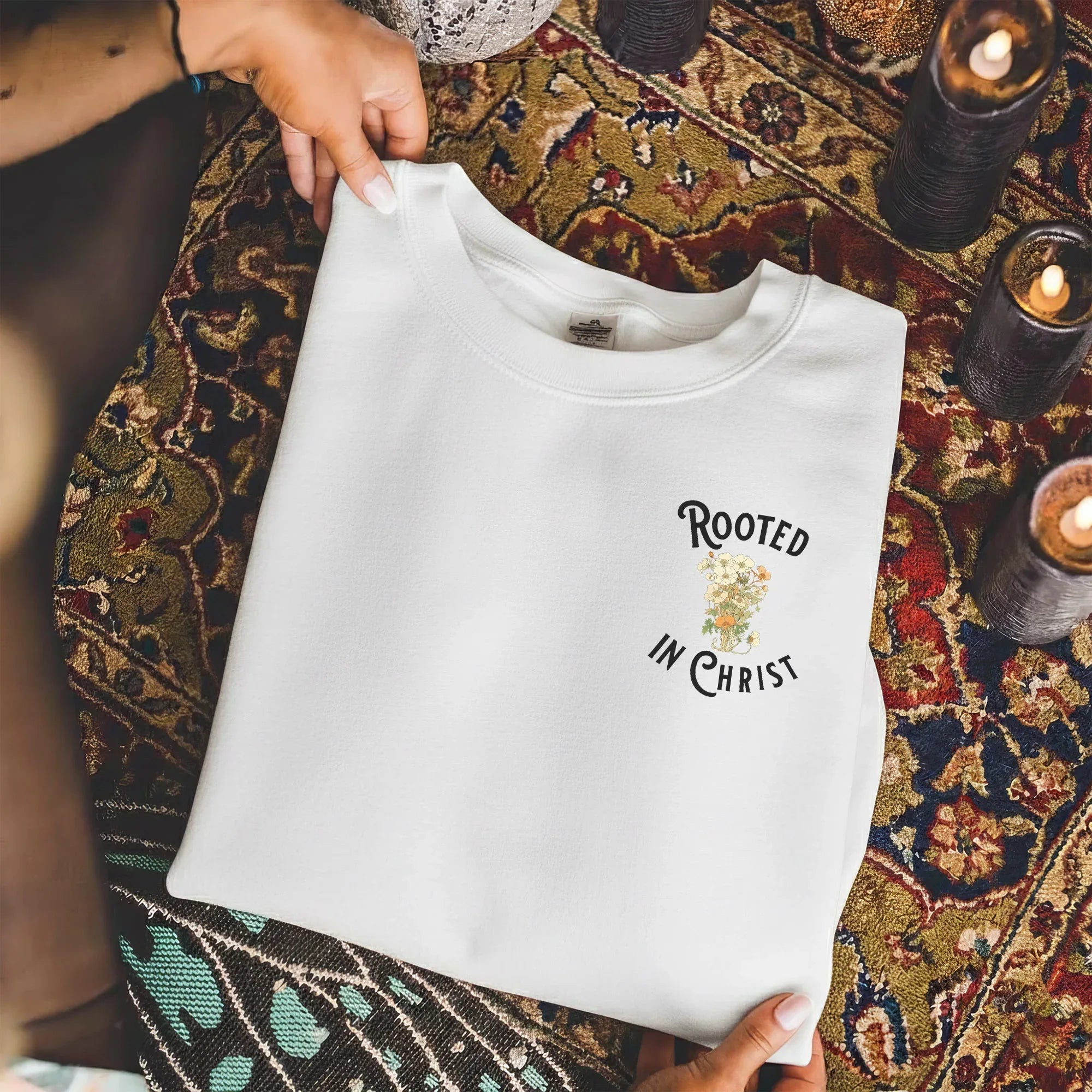 Rooted In Christ Floral Designs - Faith Floral - Unisex Tshirt / Hoodie / Sweatshirt - Faith Guided Life