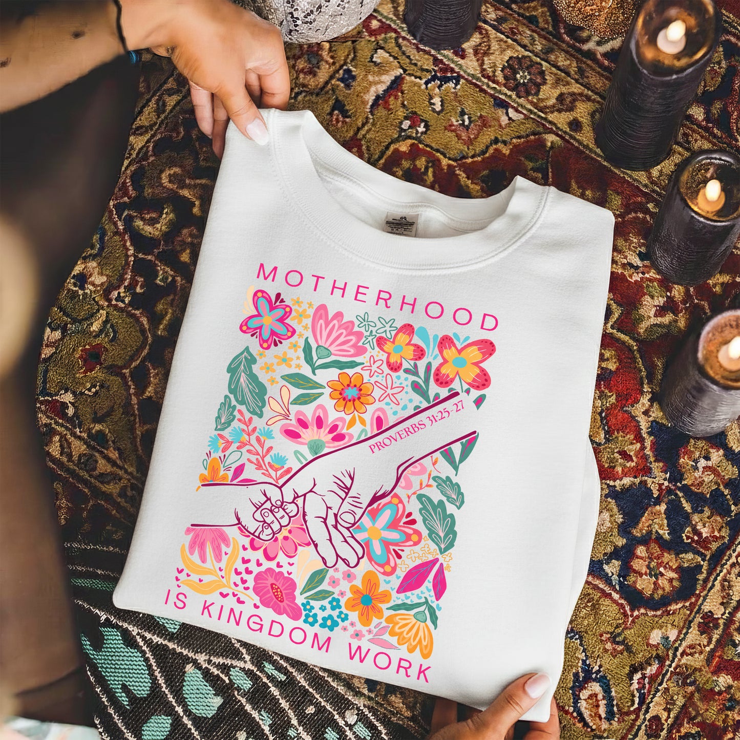Kingdom Work" - Floral Hand and Flower Design – Unisex Tshirt / Hoodie / Sweatshirt
