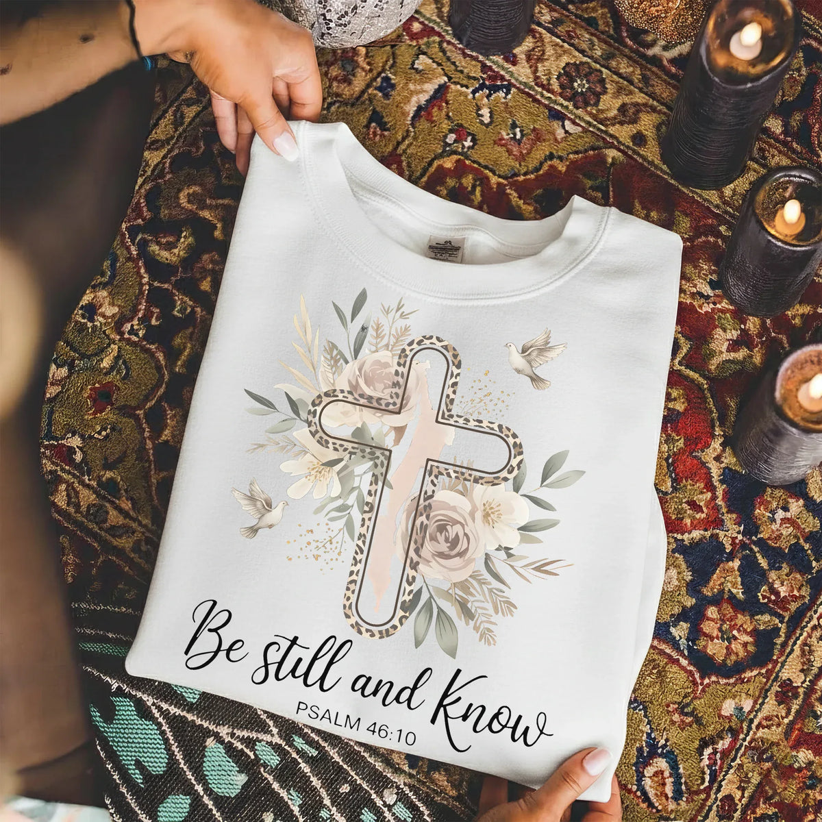 Be Still and Know Floral Cross Design - Faith Floral - Unisex Tshirt / Hoodie / Sweatshirt - Faith Guided Life