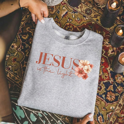 Jesus Is The Light Floral Cross Designs - Faith Floral - Unisex Tshirt / Hoodie / Sweatshirt - Faith Guided Life