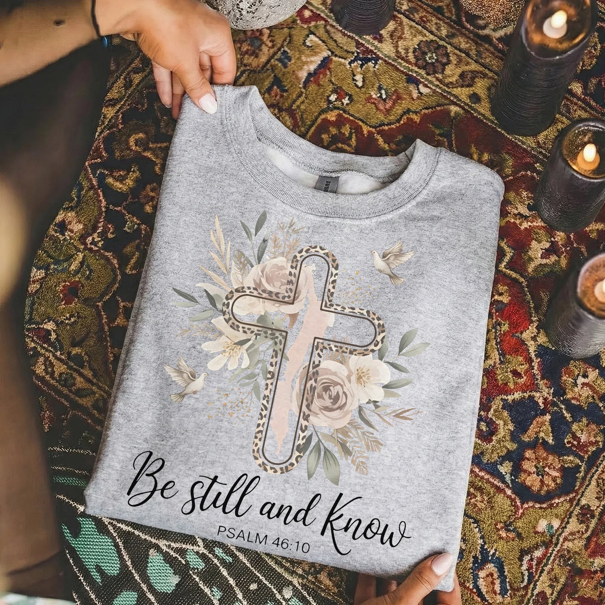Be Still and Know Floral Cross Design - Faith Floral - Unisex Tshirt / Hoodie / Sweatshirt - Faith Guided Life