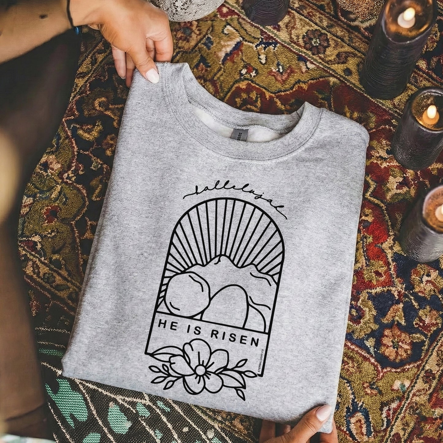 Easter Sunday Empty Tomb Line Art – He is Risen – Unisex Tshirt / Hoodie / Sweatshirt