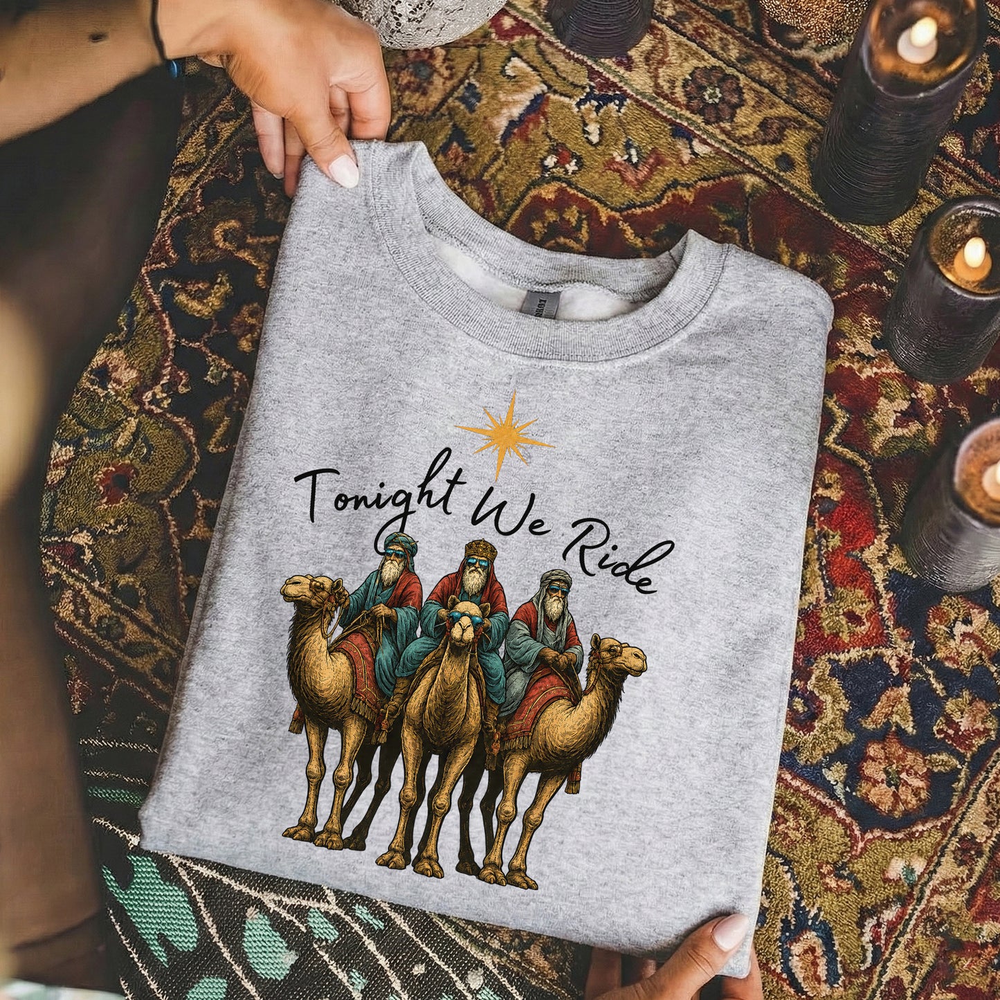 Three Wise Men Riding Camel – Unisex Tshirt / Hoodie / Sweatshirt