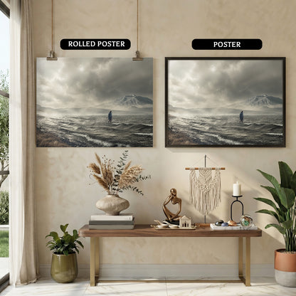 Jesus Walking on Stormy Waters Christian Wall Art Poster/Canvas