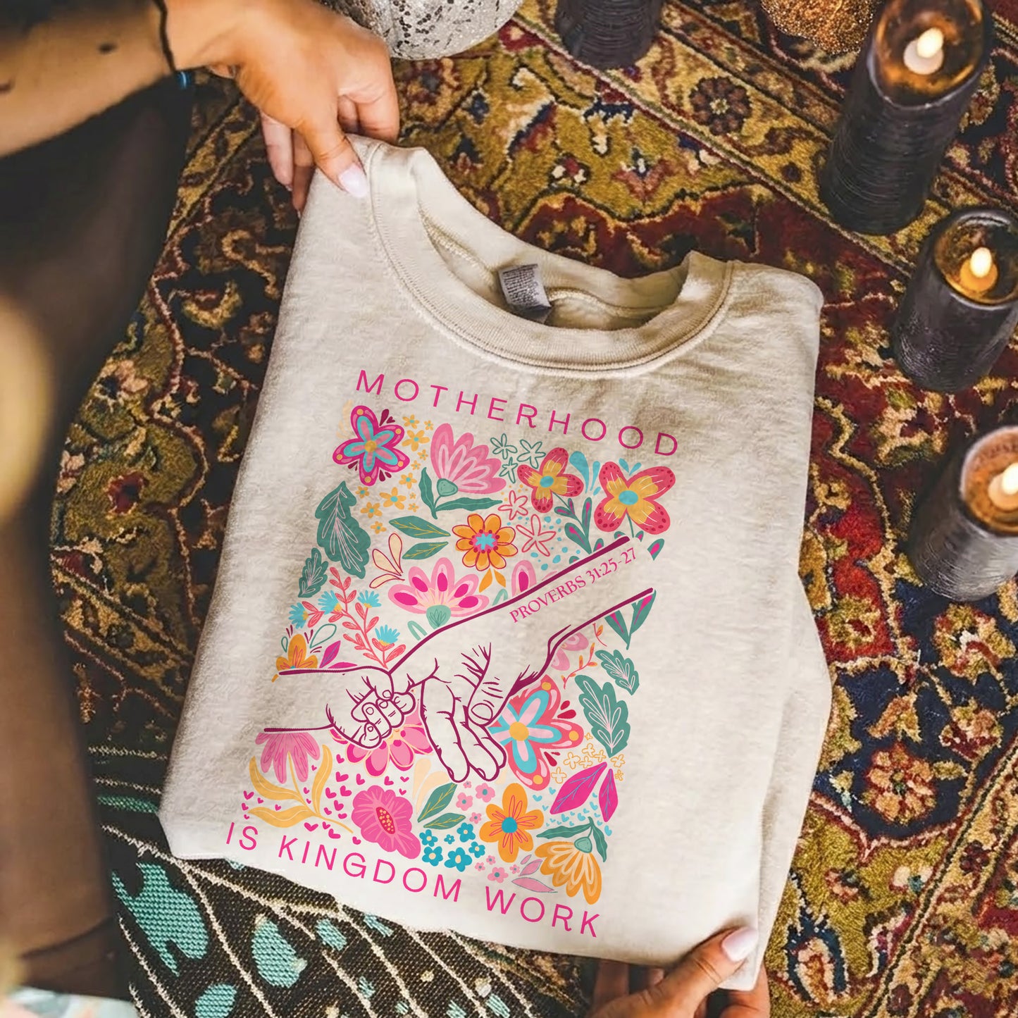 Kingdom Work" - Floral Hand and Flower Design – Unisex Tshirt / Hoodie / Sweatshirt