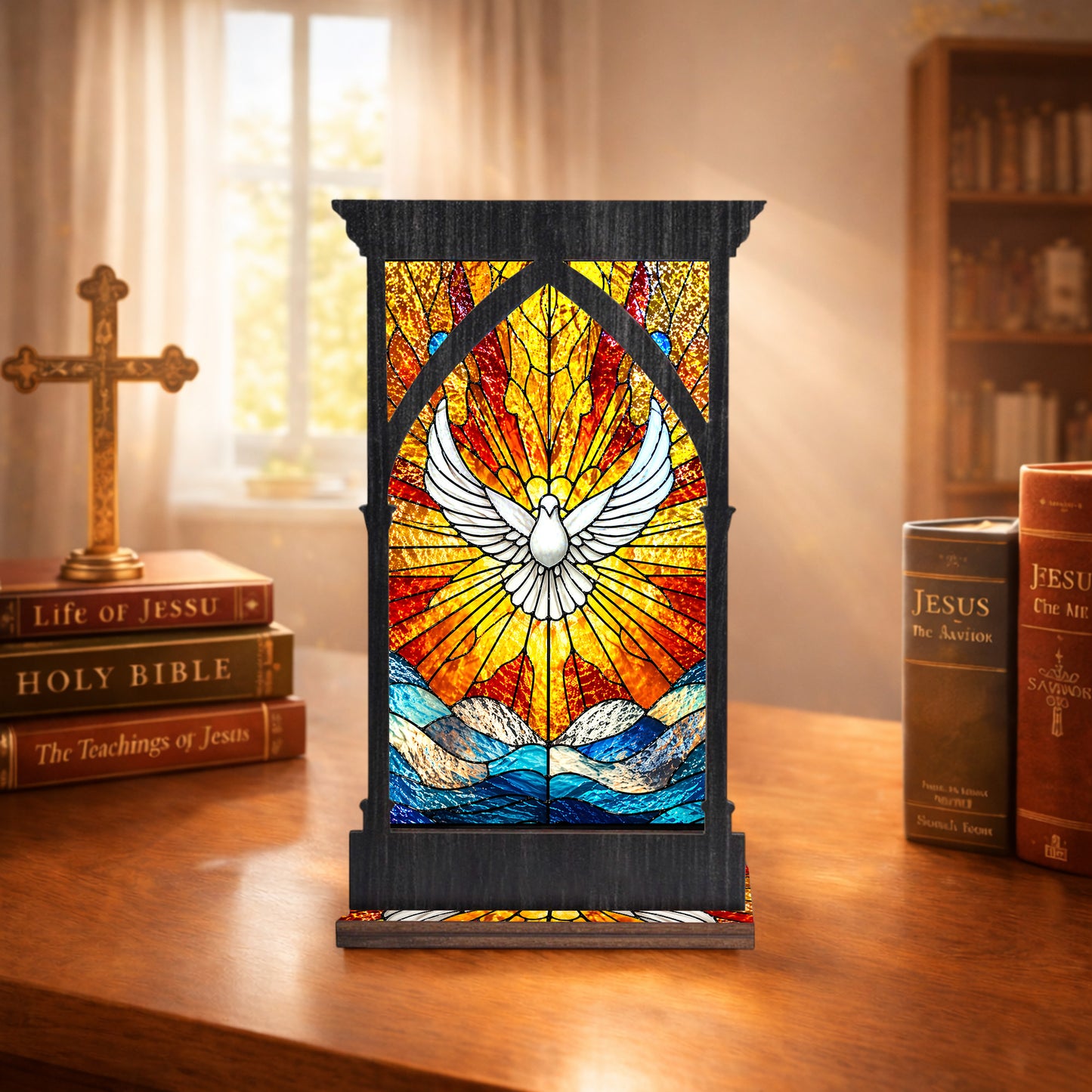 Holy Spirit Suncatcher Candle Holder - Perfect for Prayer Corner, Gift, or Home Decor