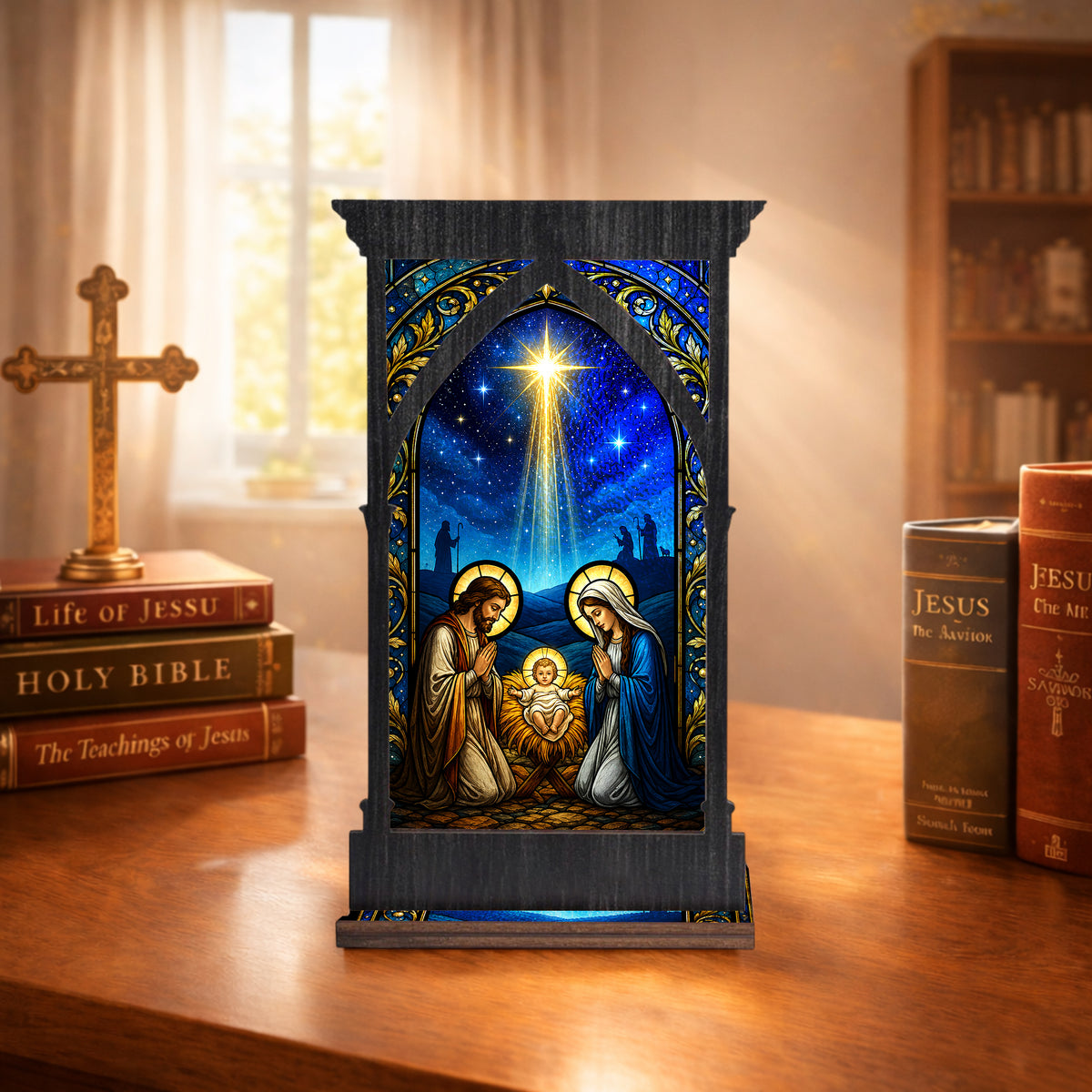 Jesus’ Birth Stained Glass Suncatcher - Perfect for Prayer Corner, Gift, or Home Decor