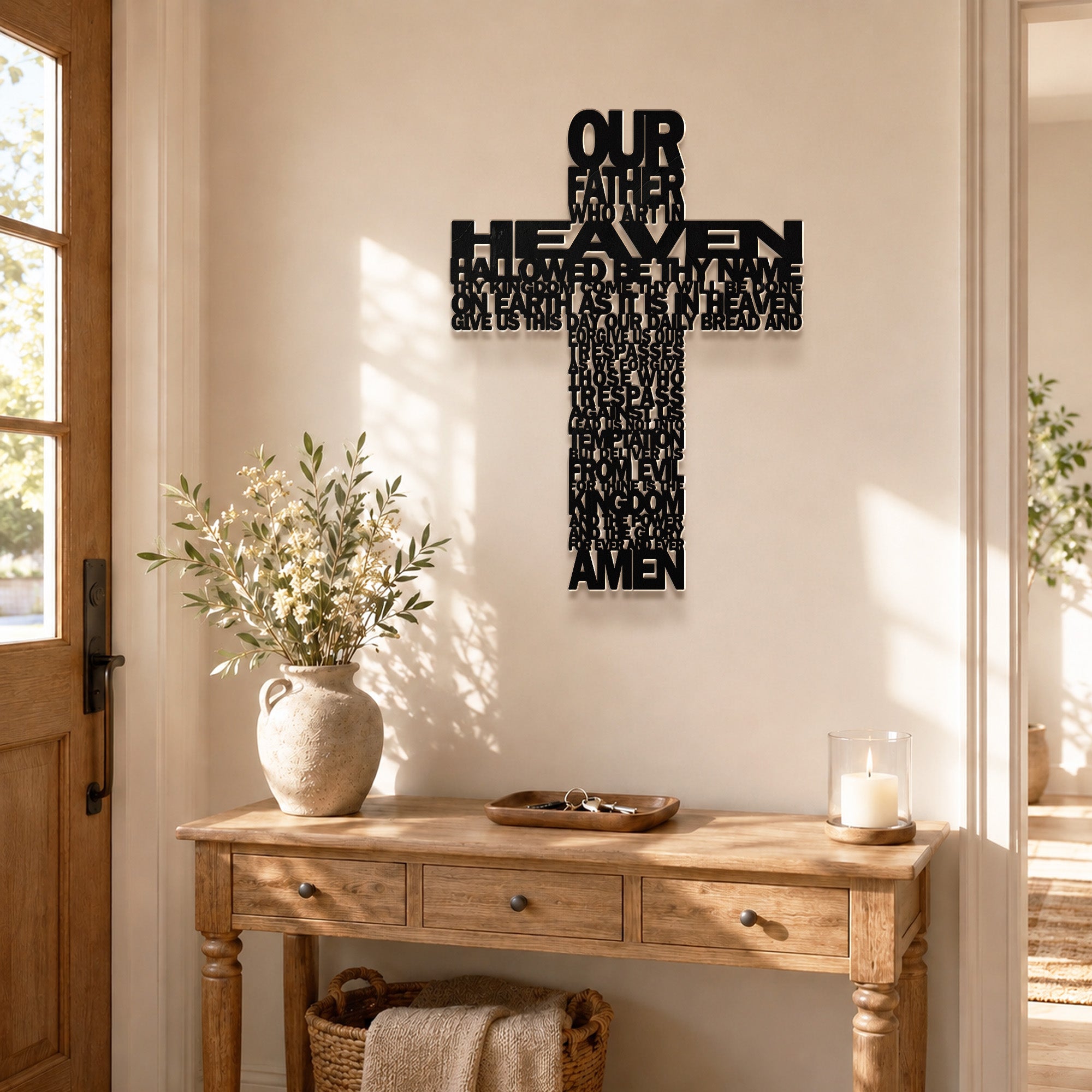 The Lord's Prayer Cross – Christian Metal Wall Decor