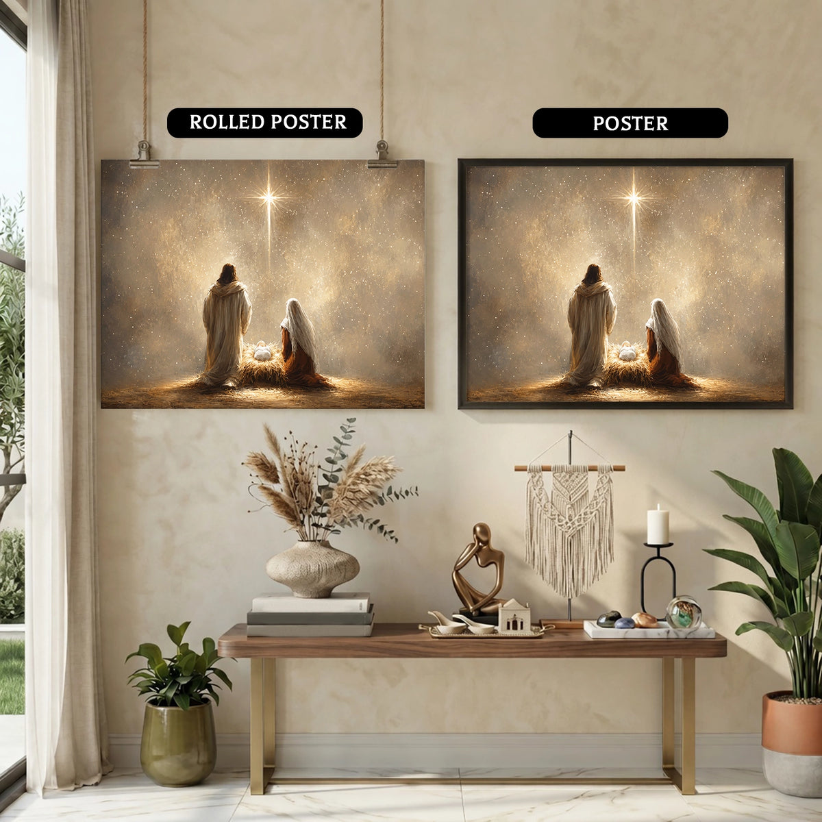 Holy Family Under the Star Christian Wall Art Poster/Canvas