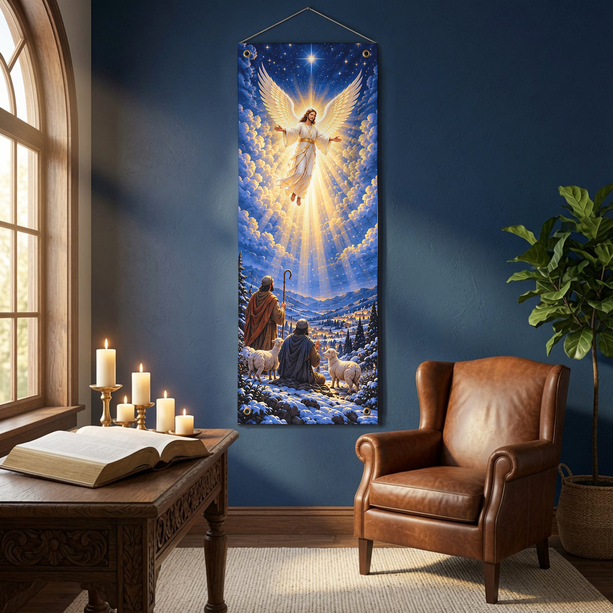 Winter Nativity Christmas Banner Set – Star of Bethlehem Christian Holiday Decor