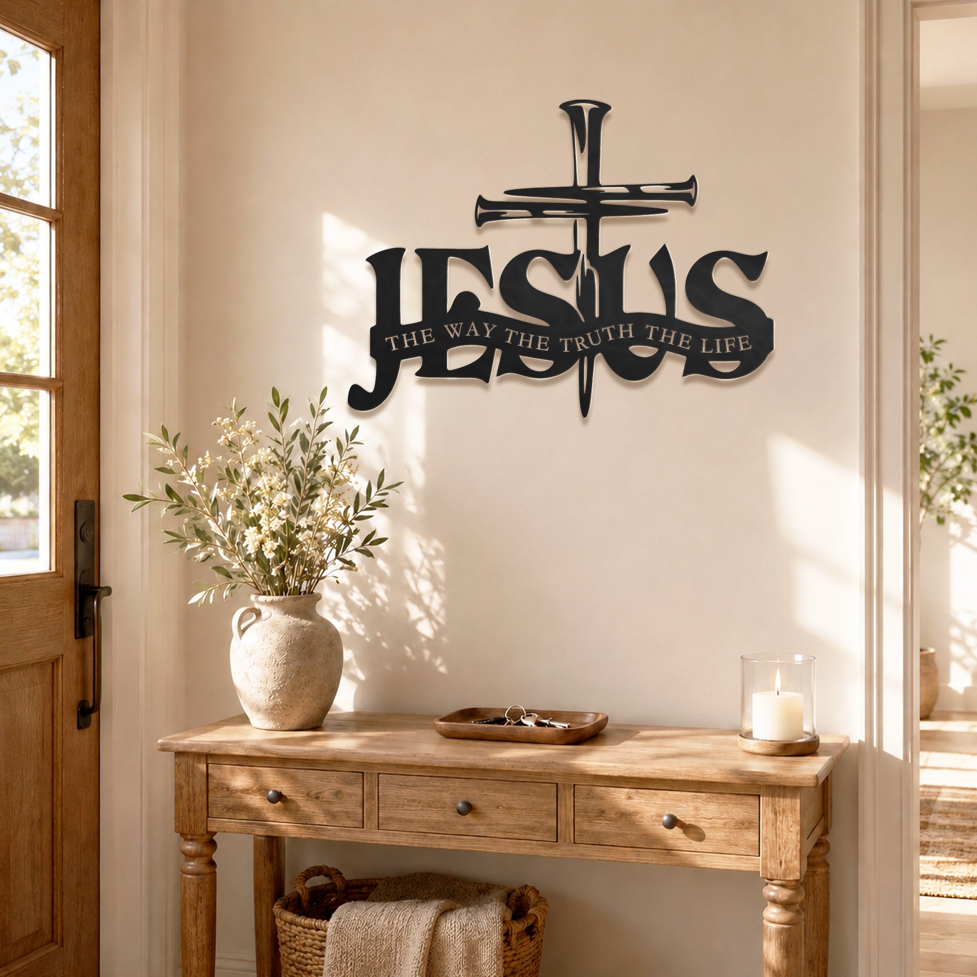 Jesus The Way The Truth The Life Metal Wall Art for Christian Home Decor