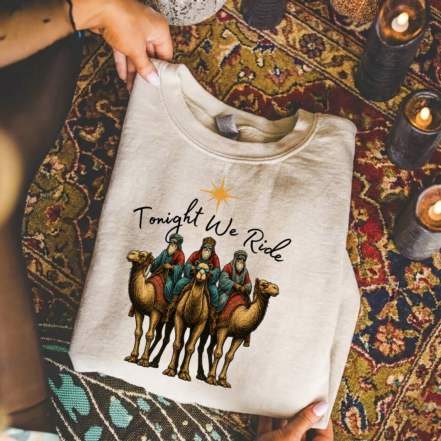 Three Wise Men Riding Camel – Unisex Tshirt / Hoodie / Sweatshirt