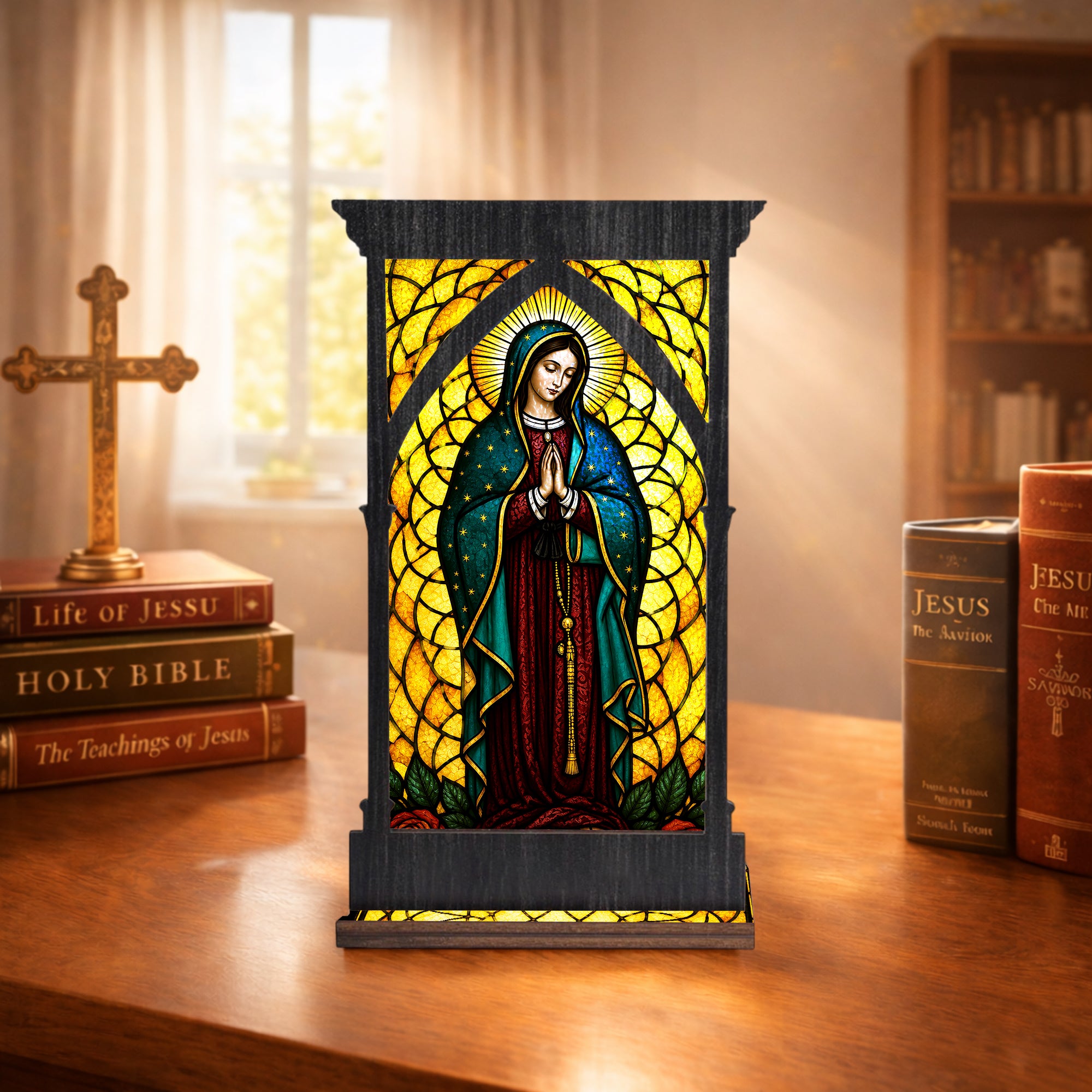 Our Lady’s Prayer Stained Glass Suncatcher - Perfect for Prayer Corner, Gift, or Home Decor