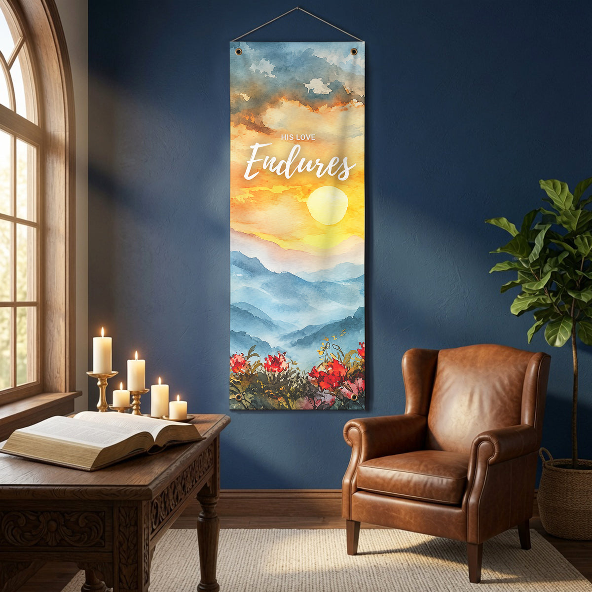 Christian Faith & Scripture Watercolor Banner Set – Inspirational Religious Decor