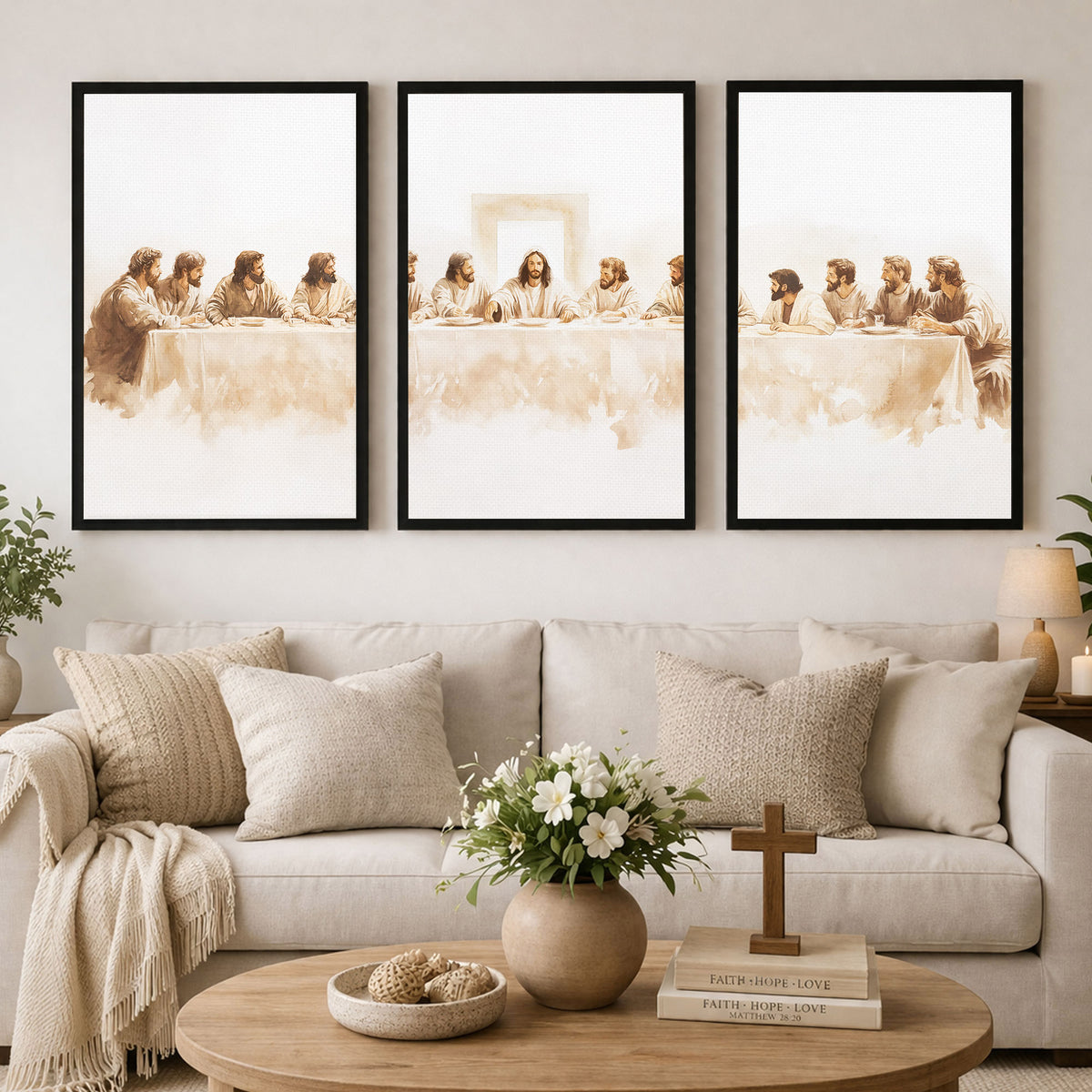Last Supper Minimalist Christian Wall Art Poster/Canvas Set