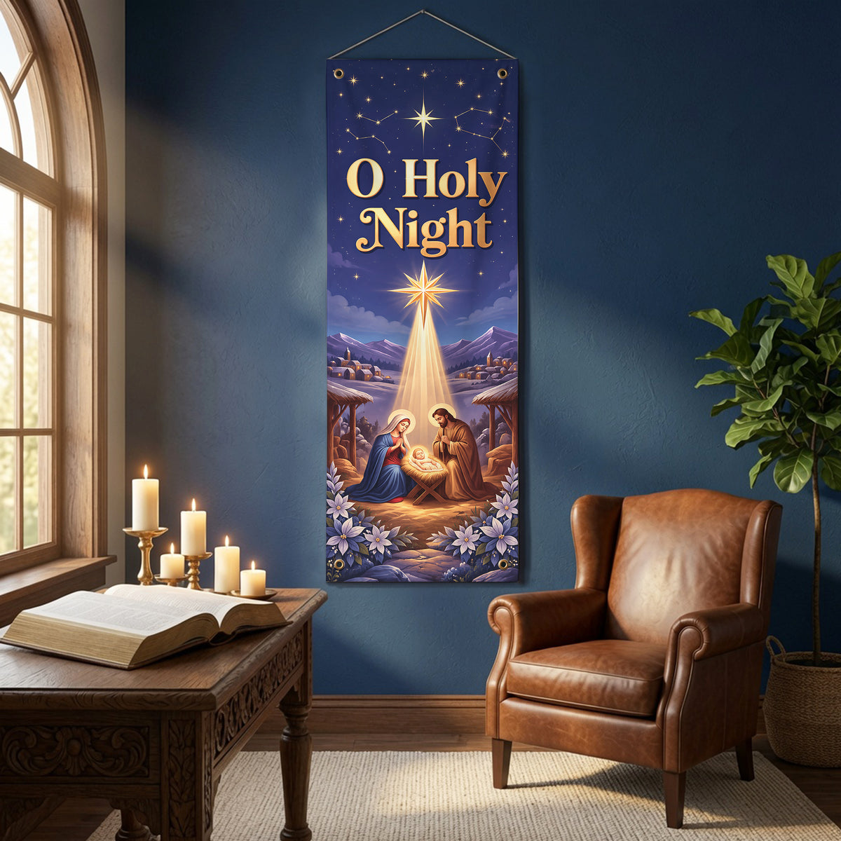 Christian Christmas Carols & Nativity Banner Set – Religious Holiday Hanging Decor