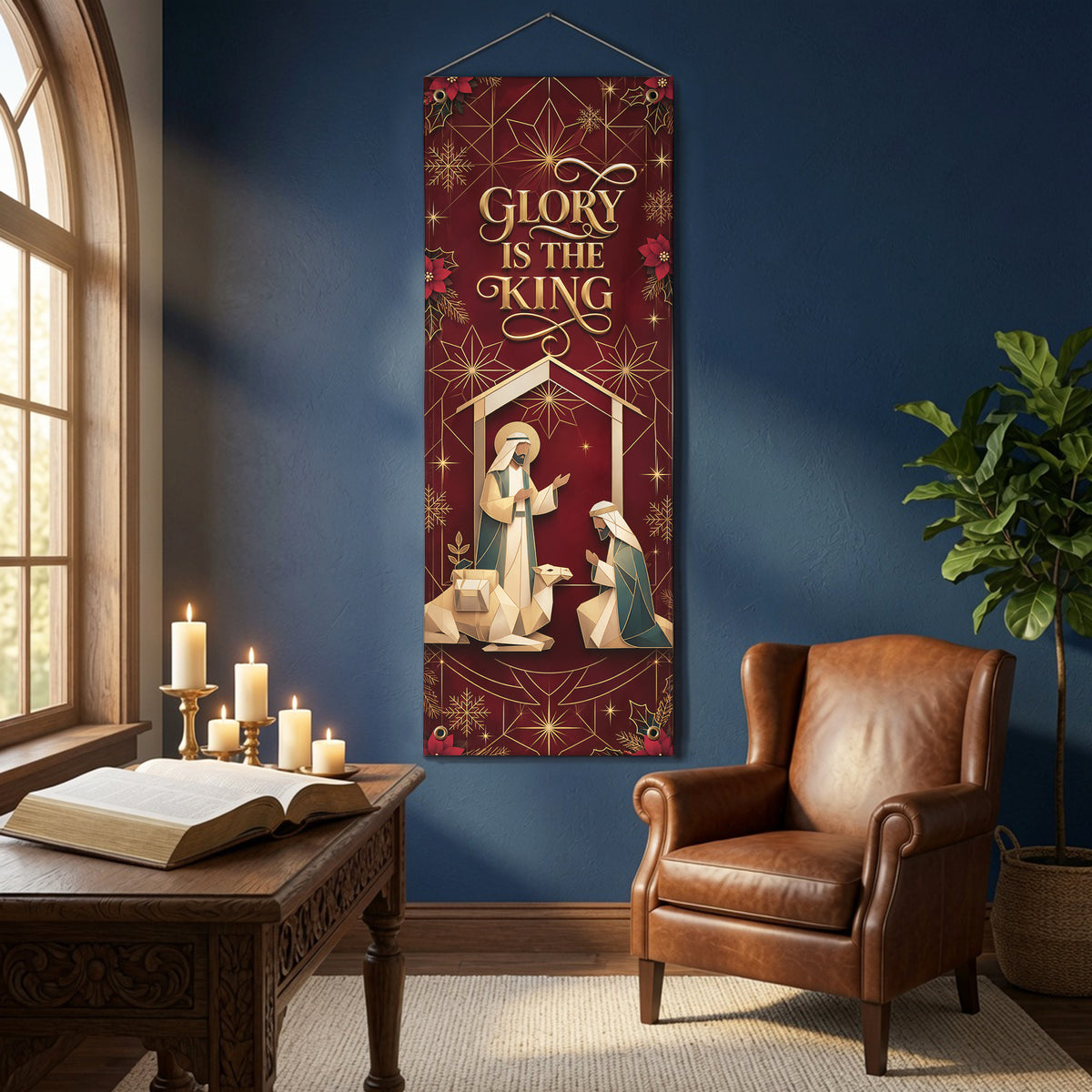 Glory to God Nativity Christmas Banner Set – Christian Holiday Hanging Decor