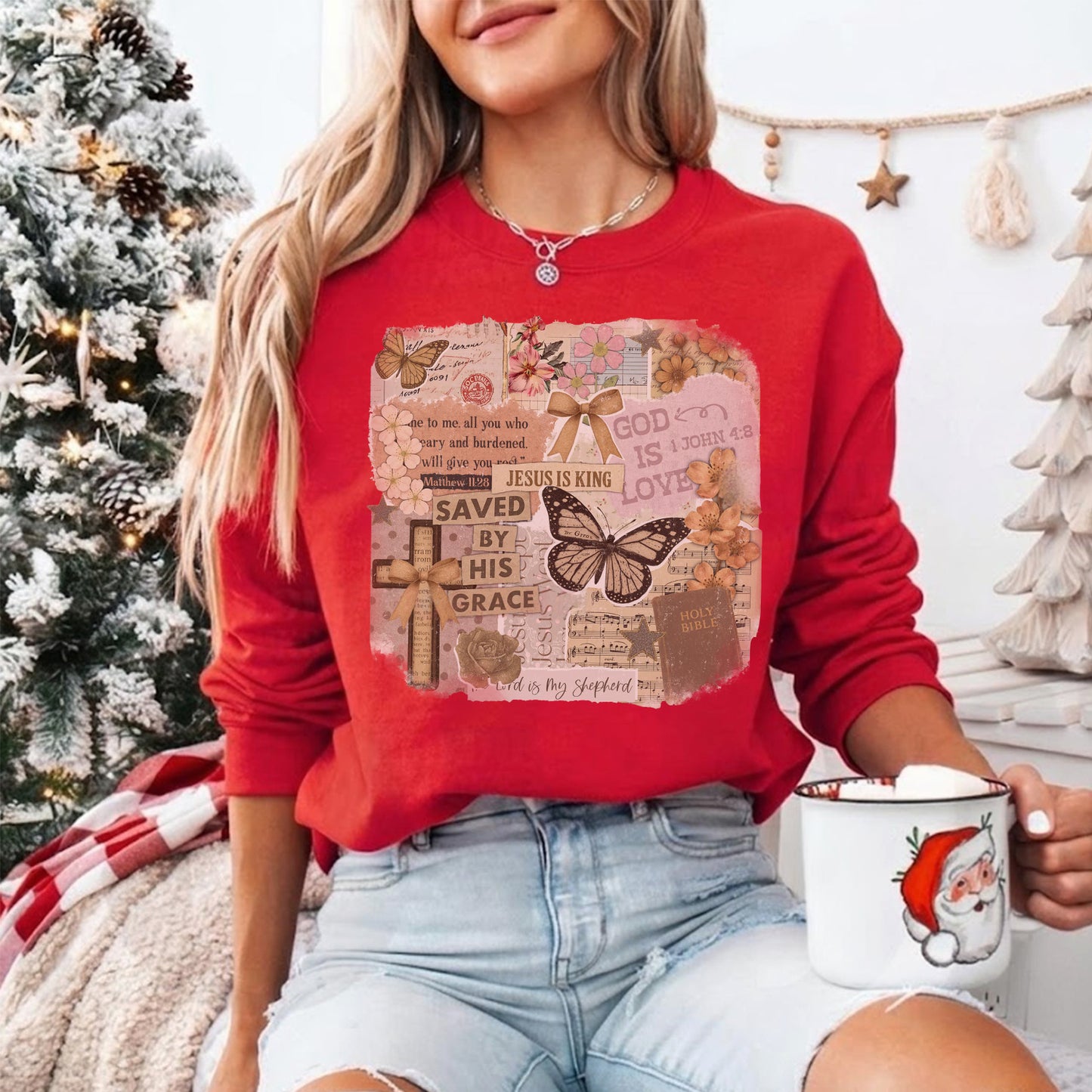 Christian Scrapbook Save by his Grace - Christian Doodle - Unisex Tshirt / Hoodie / Sweatshirt