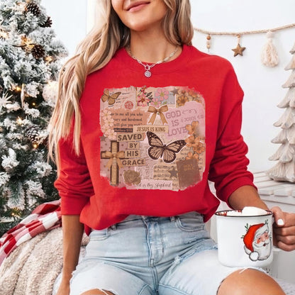 Christian Scrapbook Save by his Grace - Christian Doodle - Unisex Tshirt / Hoodie / Sweatshirt