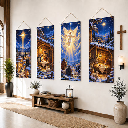 Winter Nativity Christmas Banner Set – Star of Bethlehem Christian Holiday Decor