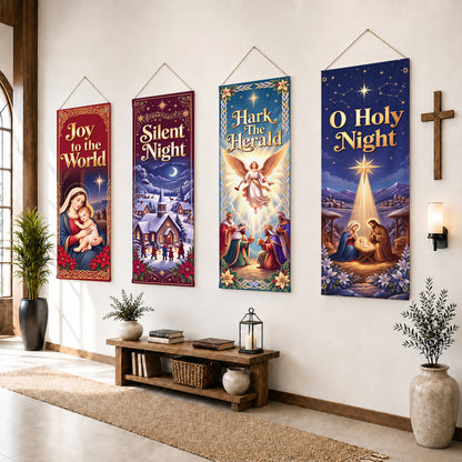 Christian Christmas Carols & Nativity Banner Set – Religious Holiday Hanging Decor