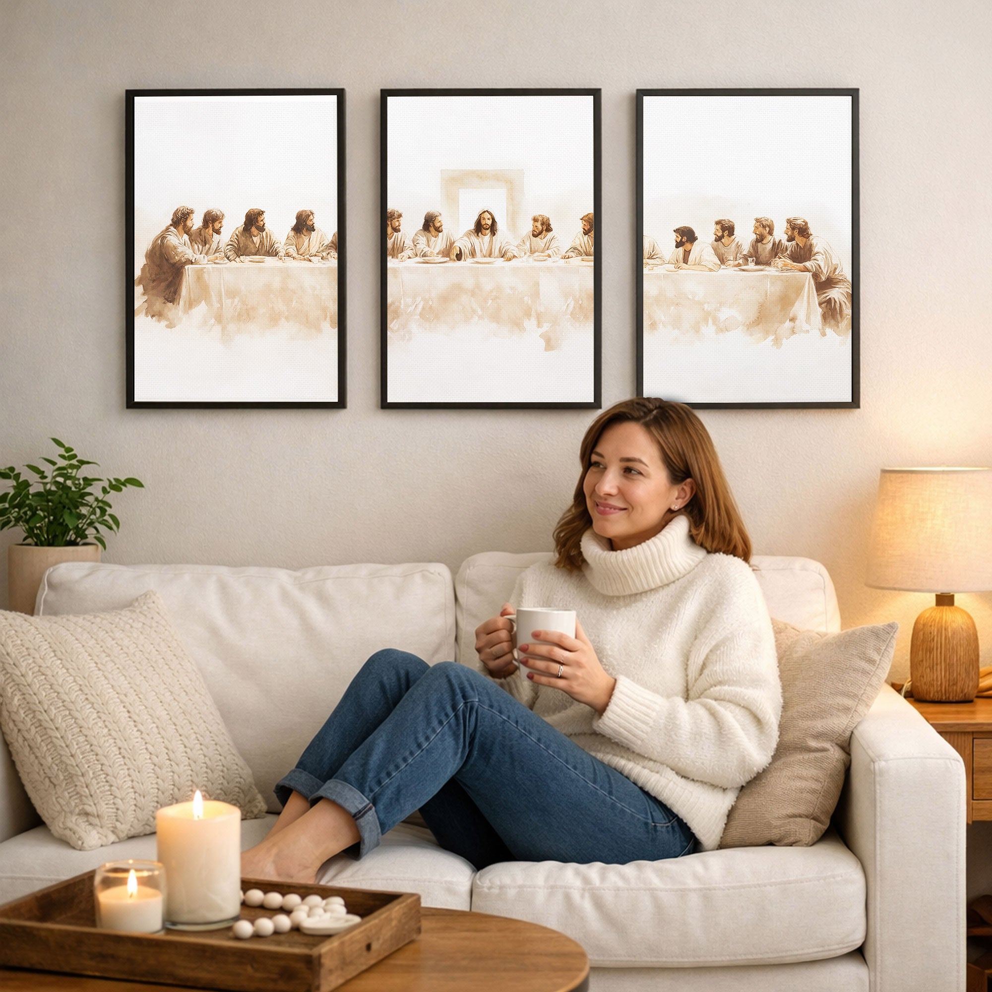 Last Supper Minimalist Christian Wall Art Poster/Canvas Set