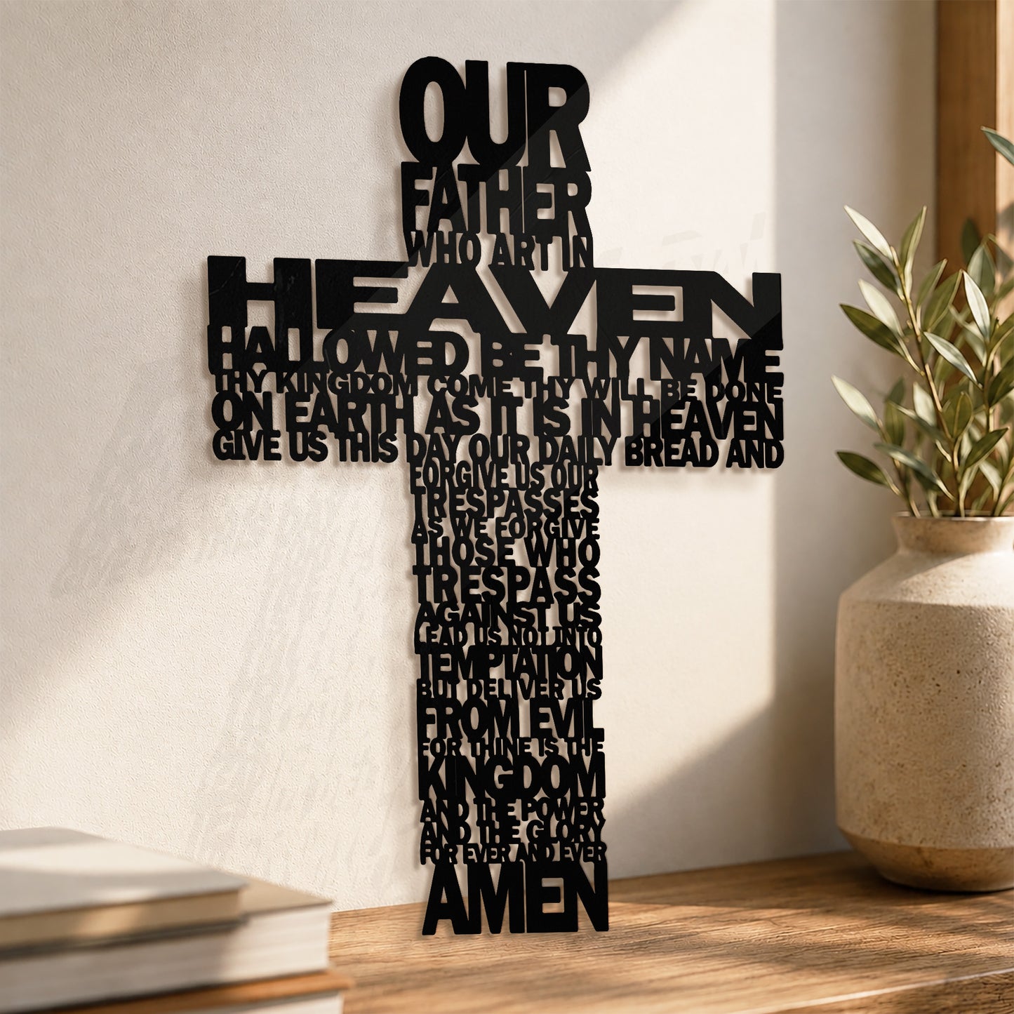 The Lord's Prayer Cross – Christian Metal Wall Decor
