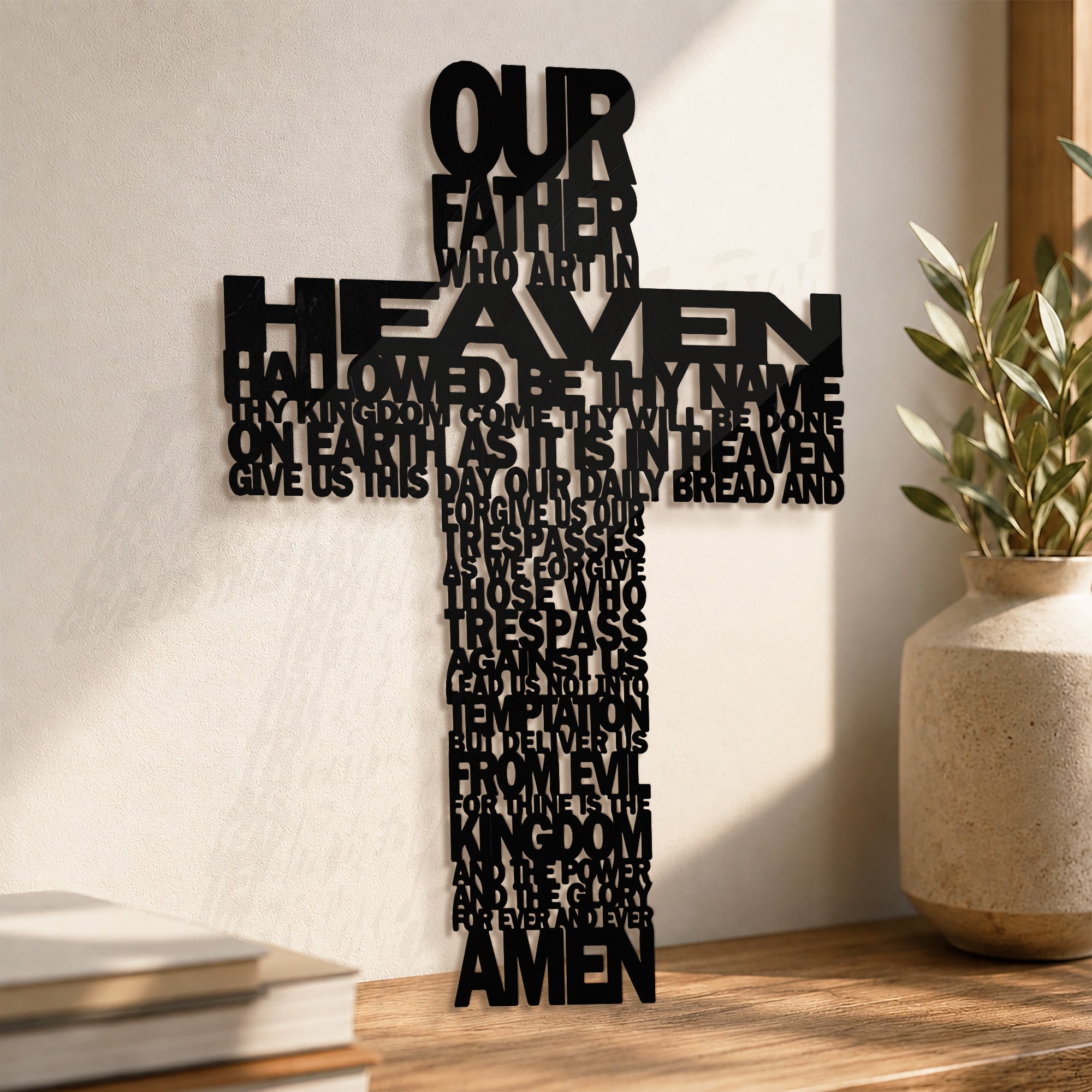 The Lord's Prayer Cross – Christian Metal Wall Decor