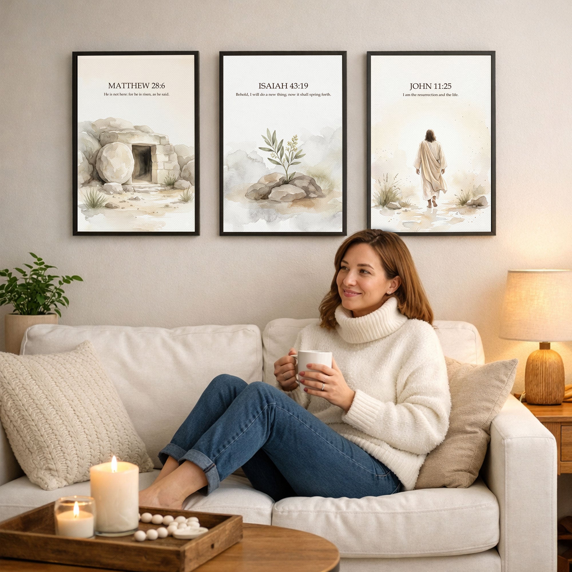 Resurrection Story Scripture Wall Art Set – Hope & New Life Collection - Poster/Canvas