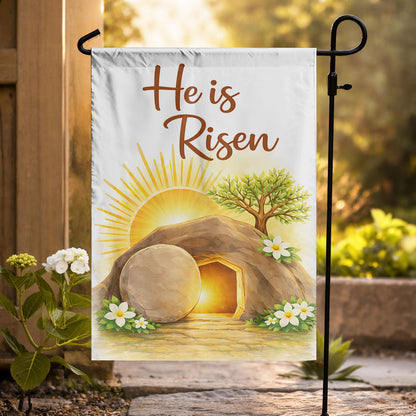 "He is Risen" Resurrection Easter Garden Flag – Celebrate New Life