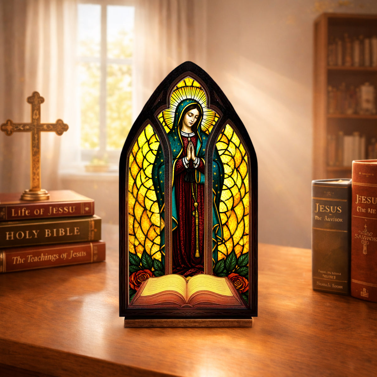 Our Lady’s Prayer Stained Glass Suncatcher - Perfect for Prayer Corner, Gift, or Home Decor