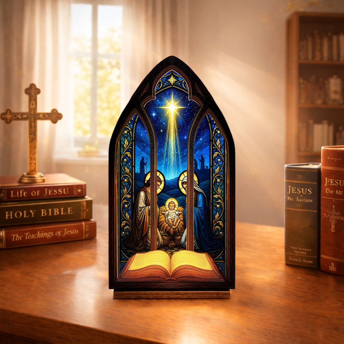 Jesus’ Birth Stained Glass Suncatcher - Perfect for Prayer Corner, Gift, or Home Decor