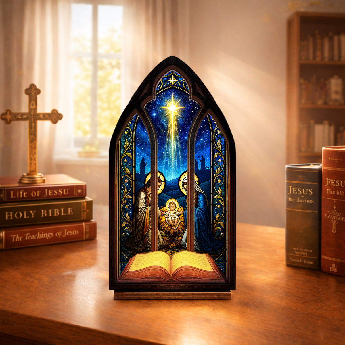 Jesus’ Birth Stained Glass Suncatcher - Perfect for Prayer Corner, Gift, or Home Decor