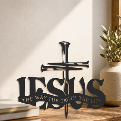 Jesus The Way The Truth The Life Metal Wall Art for Christian Home Decor